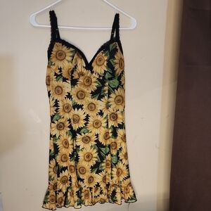 Current Mood Sunflower and Black Lace Dress